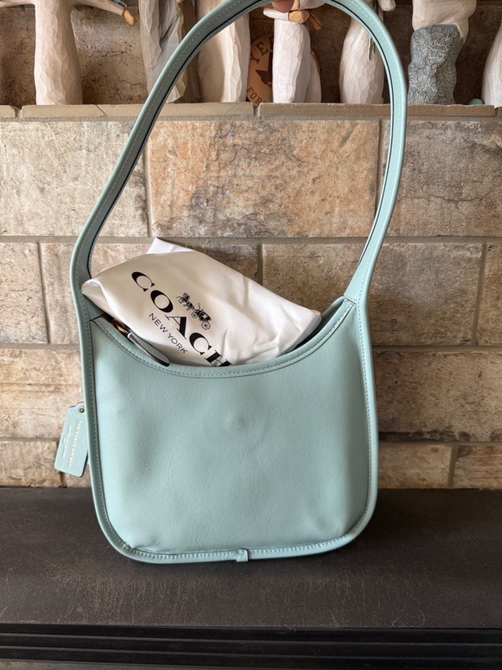 Coach Light Baby Blue Leather Shoulder Bag